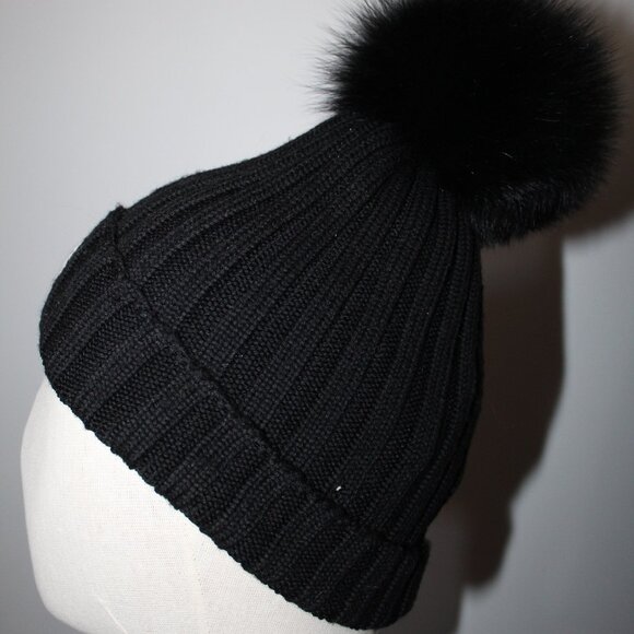 Moncler Real Fur Beanie Ribbed Knit Wool Hat One Size main image 7